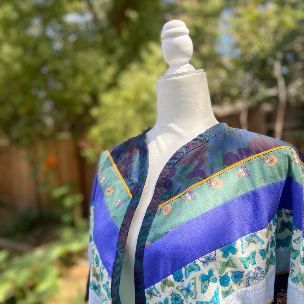 Vintage Purple, Teal & Blue Patchwork Jacket - Picture 5 of 15